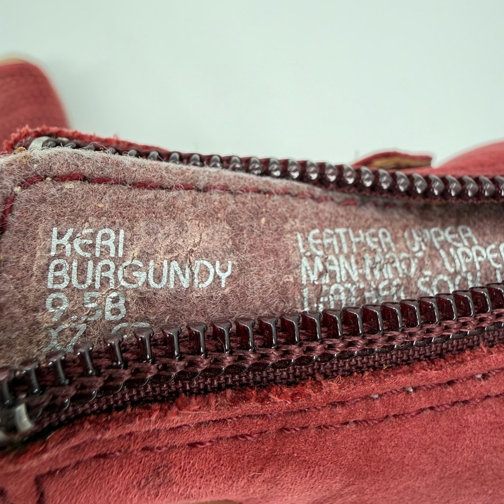 Earth Keri Burgundy Suede Leather Perforated Peep-toe Booties Women Size 9.5B - Picture 7 of 11